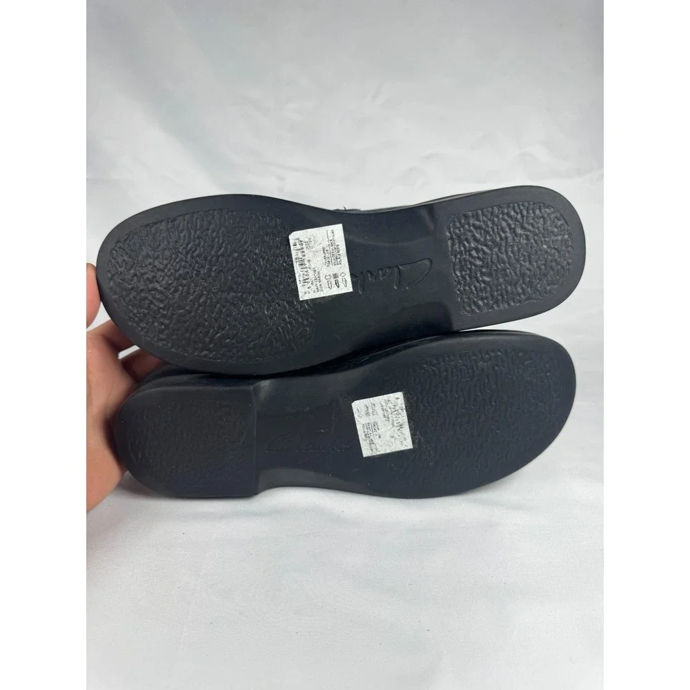 Clarks Patty Lorene Womens 7.5 M Clog Black Leather Closed Toe Slip On Shoes